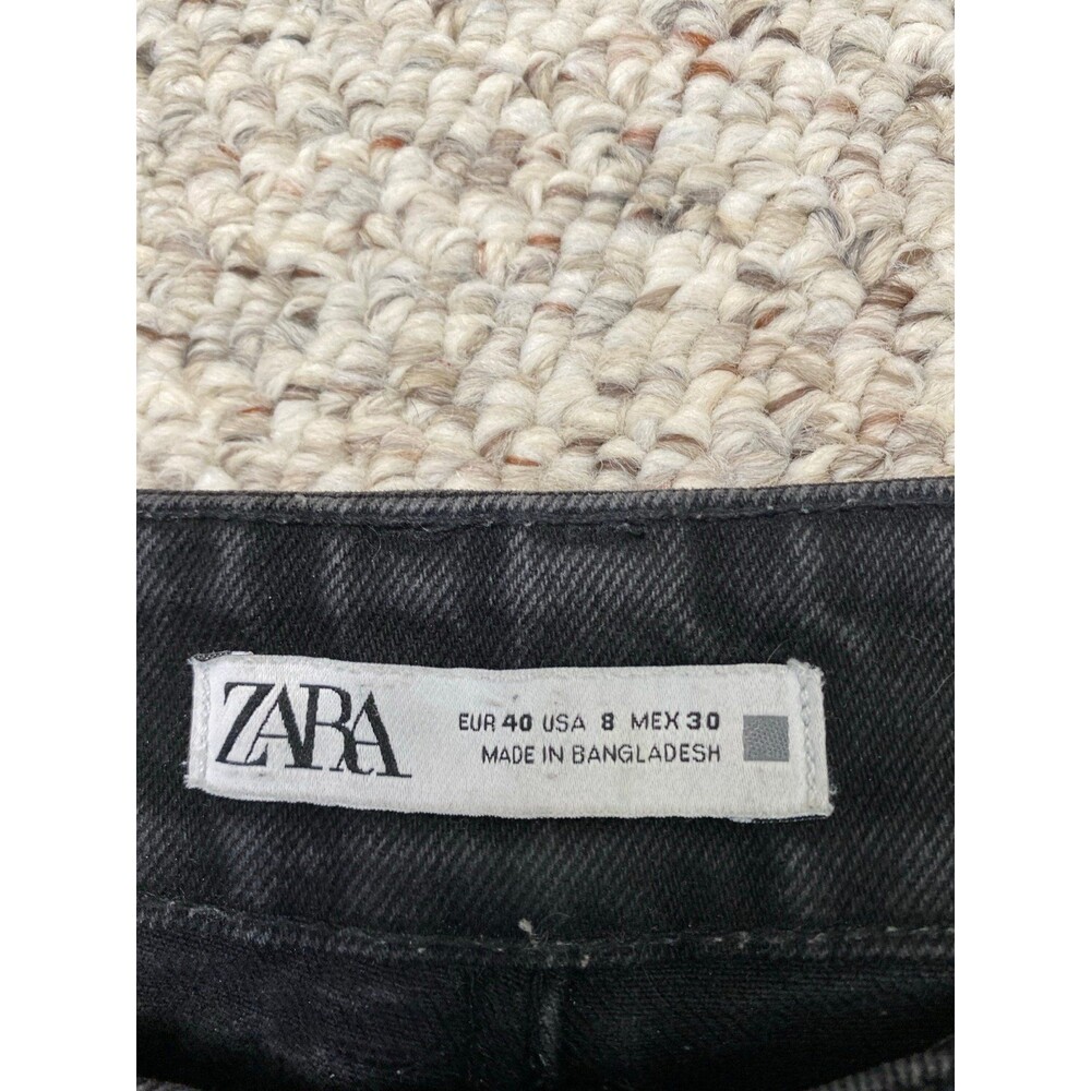 Zara The Marine High Rise Washed Black Wide Leg Full Length Jeans Size 8 - Picture 8 of 10